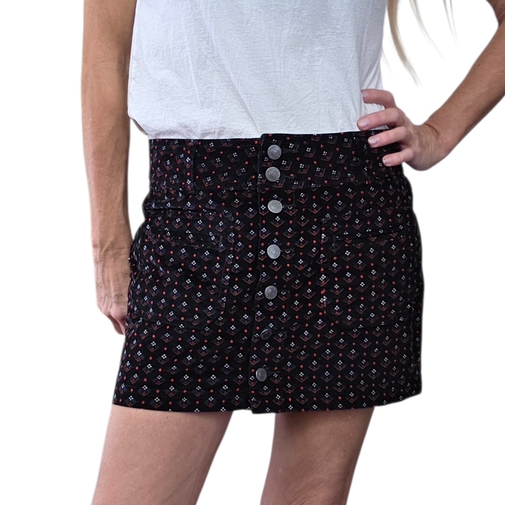Free People We The Free Joanie Navy Printed Corduroy Mini Skirt 27